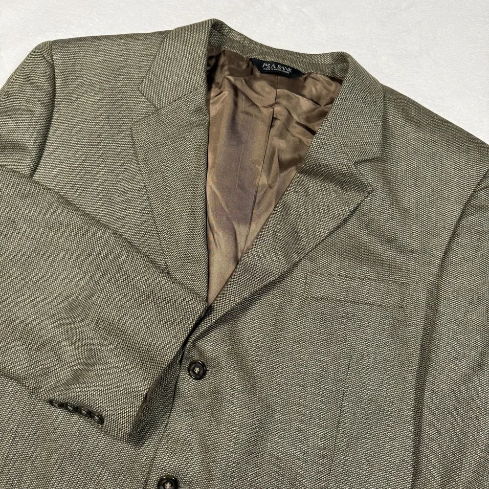 Jos A Bank Blazer Mens 48L Brown Silk Wool Herringbone Sport Coat‎ Jacket